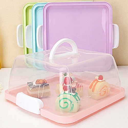 Portable Plastic Square Cake Box Cupcake Dessert Container for Case Handheld for - Picture 4 of 12