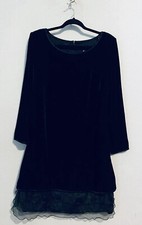 After Dark Dress Womens 14 Black Velvet Chiffon Ruffle Hem Midi Whimsigoth Event