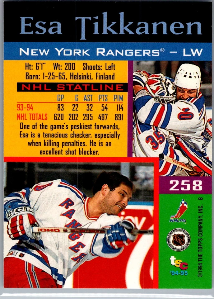 1994-95 Stadium Club #258 Esa Tikkanen - Image 2 of 2