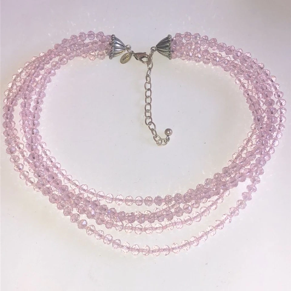 Joan Rivers винтажный розовый прозрачный стеклянный бисер мульти бусы богемное ожерелье