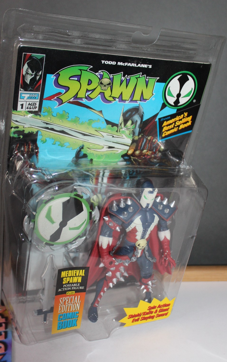 McFarlane Spawn Spin Action With Shield, Knife Sword 1 Full Sz