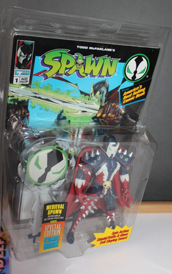 McFarlane Spawn Spin Action With Shield, Knife Sword 1 Full Sz