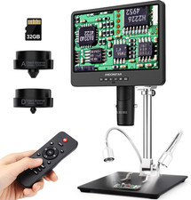 AD249S-M 10.1 Inch HDMI Digital Microscope 2000X for Adults, 3 Lens 2160P UHD Vi