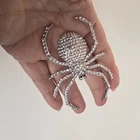 Silver Tone Metal Spider Clear Rhinestone Brooch