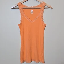 Route 66 Orange Y2K Ribbed Lace Trim Cami Tank Top XS Elena Gilbert Bella Swan