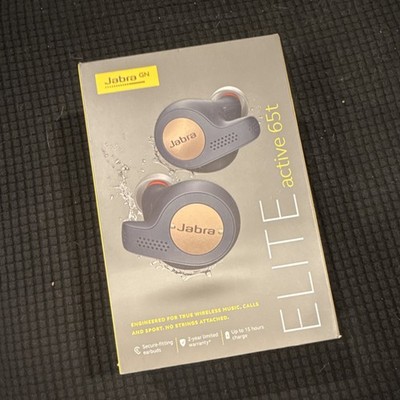 Jabra Elite Active 65t Bluetooth Wireless In-Ear Earbuds Blue Gold Built-In Mic