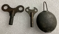 Vintage Clock Winding Keys two (2) keys and One ( 1) Pendulum Weight