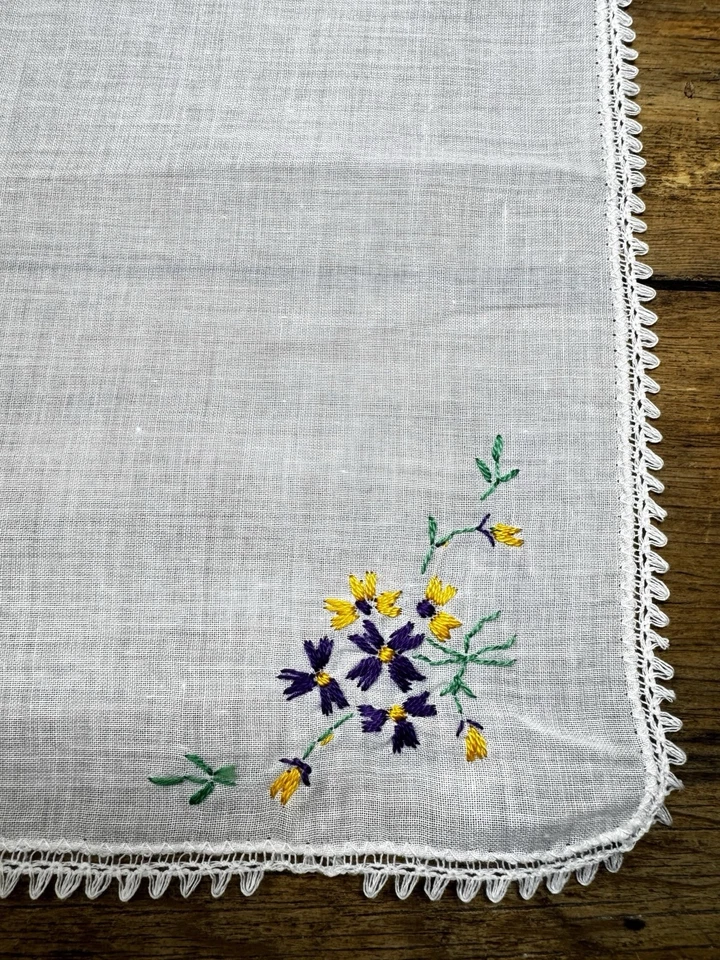 Лот из 10 винтажных хлопковых носовых платков носовых платков носовых платков вышитые причудливые рабочие татуированные - Изображение 2 из 4