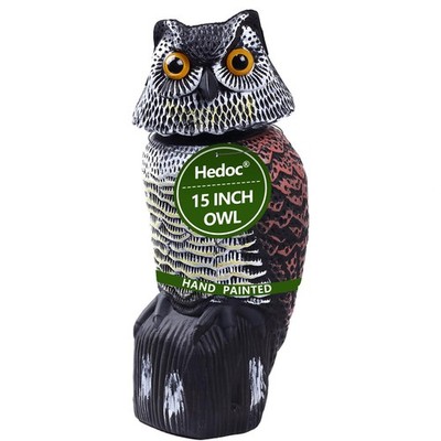 Fake Owl Decoys to Scare Birds Away, Rotating Head Sculptures, Nature Enemy S...