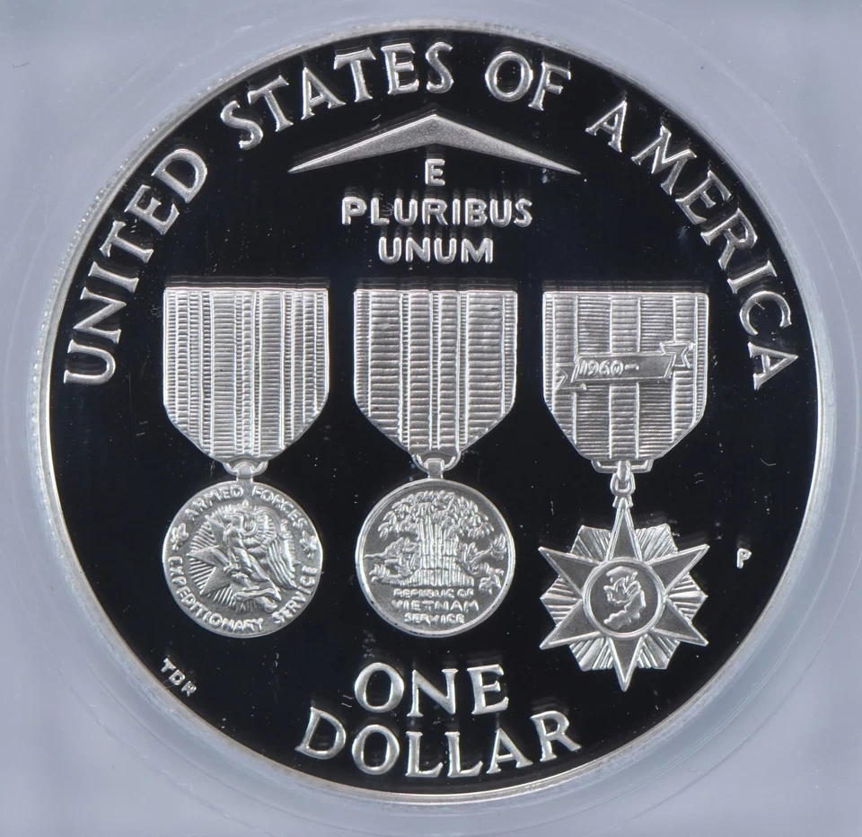 1994-P Vietnam Memorial Commemorative Silver Dollar PR70 DCAM ICG *3958 - Image 4 of 4