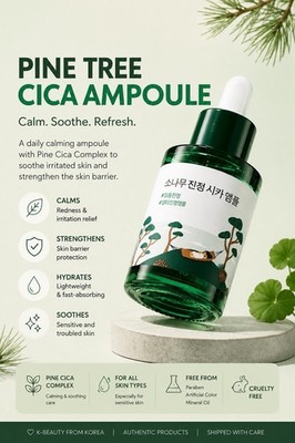 ROUND LAB Pine Tree Cica Ampoule 50ml Calming Serum for Sensitive Skin K-Beauty