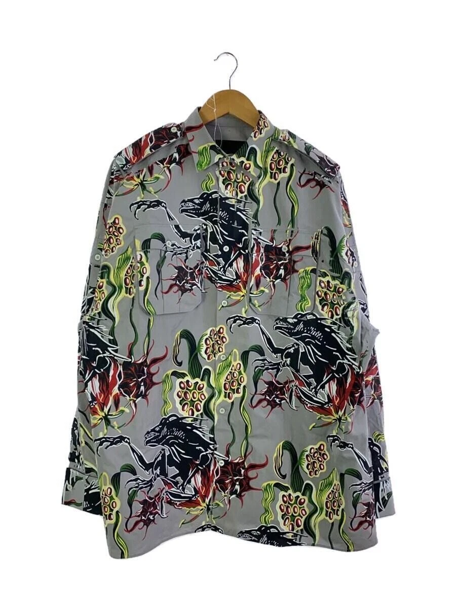 PRADA collo e maniche macchie presenti camicia manica lunga S cotone GRIGIO tutto p