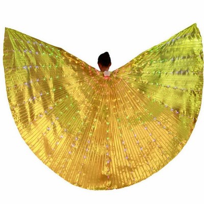 360° LED Isis Wings+2Pack Sticks Belly Dance Stage Colorful Performance Props F