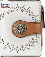 Small Wallet for Women Bifold RFID Blocking Card Holder Leather Wallets with Zip