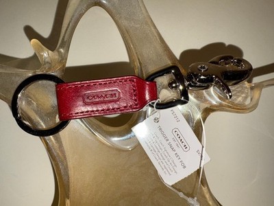 NWT Coach RARE vintage leather Trigger Snap Valet Key Fob red #7212