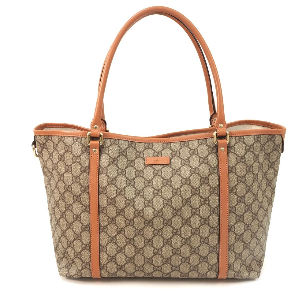 Sac fourre tout Gucci GG Supreme en cuir PVC beige marron rose femme 16,5