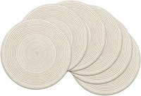 Platzsets Rund Abwaschbar Geflochten HitzebestäNdig 38X38 Cm 6Er Set Creme