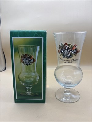 Downtown Disney Anaheim Rainforest Cafe Collectible Hurricane Glass Cup W Box