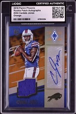 2016 Panini Phoenix Orange Cardale Jones ROOKIE GAME-PATCH AUTO /49 #204 CGC AUT