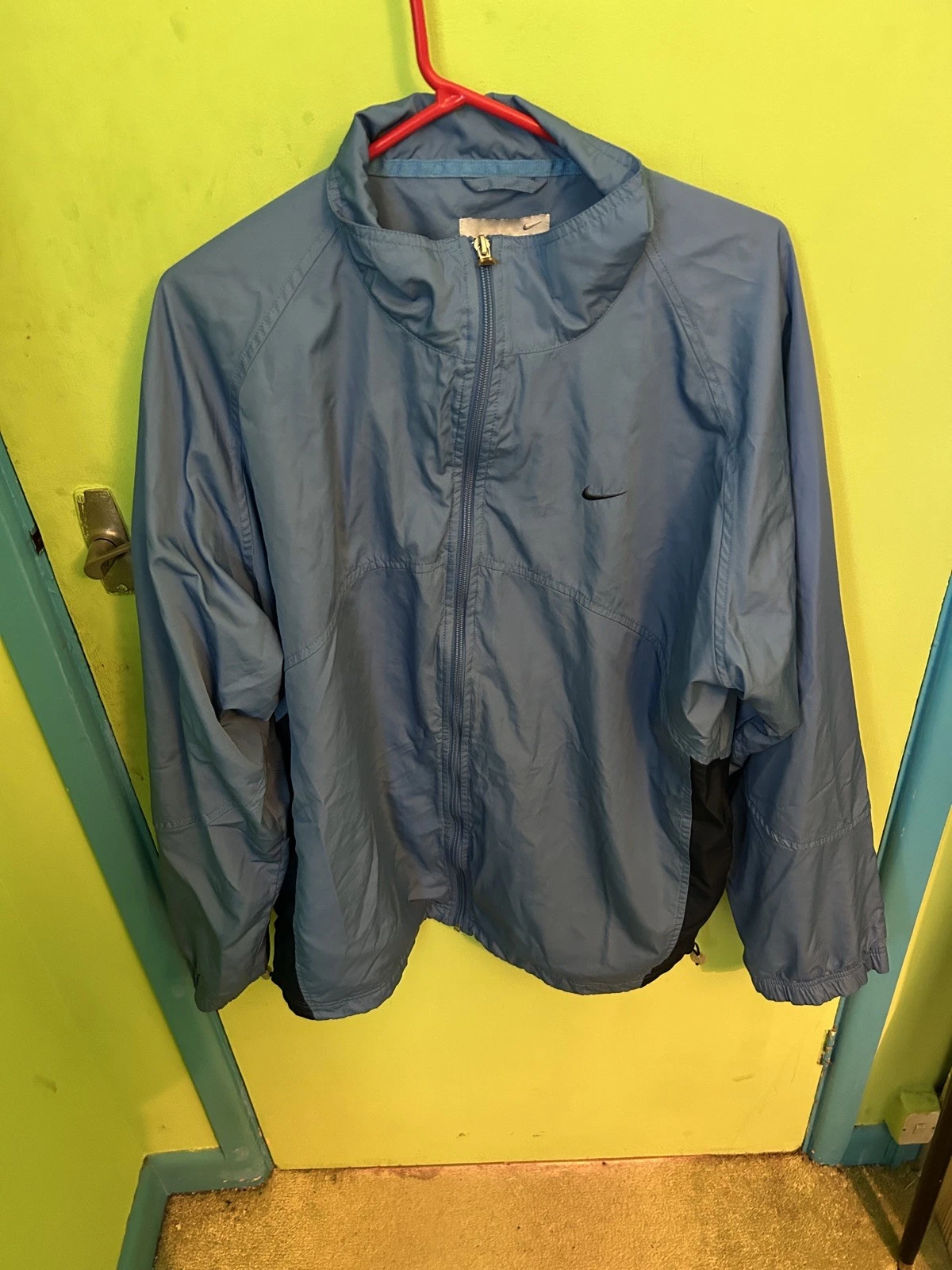Vintage Nike Coat Mens (XL) Blue Windbreaker Jacket Logo Swoosh 2000s