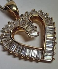 Necklace 925 Sterling Silver Gold Vermeil Heart Pendant Wedge Cut CZs 19" Chain