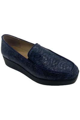 NYDJ Womens Leathers Loafers Gira Navy