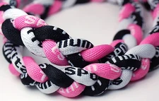Black Pink White 3 Rope Twist Titanium Sports Necklace Tornado Baseball Softball