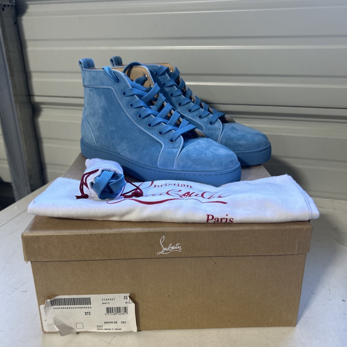 Christian Louboutin Mens Louis Orlato Flat Panorama Blue High Top