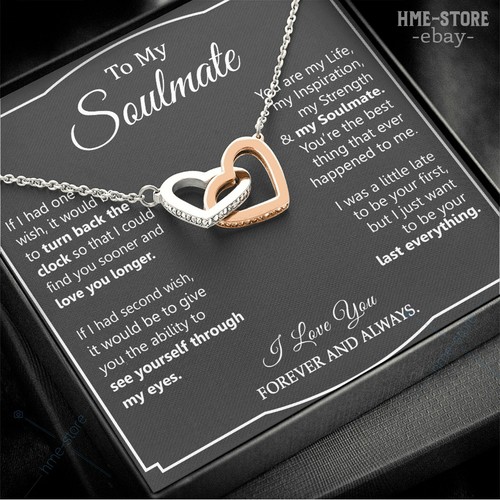To My Soulmate Necklace Interlocked Hearts Valentine Day Gift For Her Two Wishes Ebay