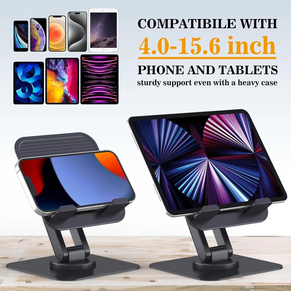 For iPad iPhone Stand 360 Adjustable Phone Tablet Holder Home Office Accessories - Image 2 of 4