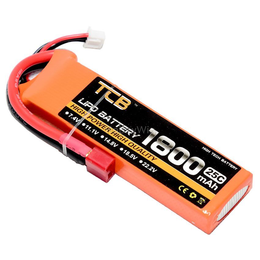2 Batteries Lipo 1800mAh 35C 7,4V T-Plug – Compatibles WLtoys 1/12 Et Autres RC