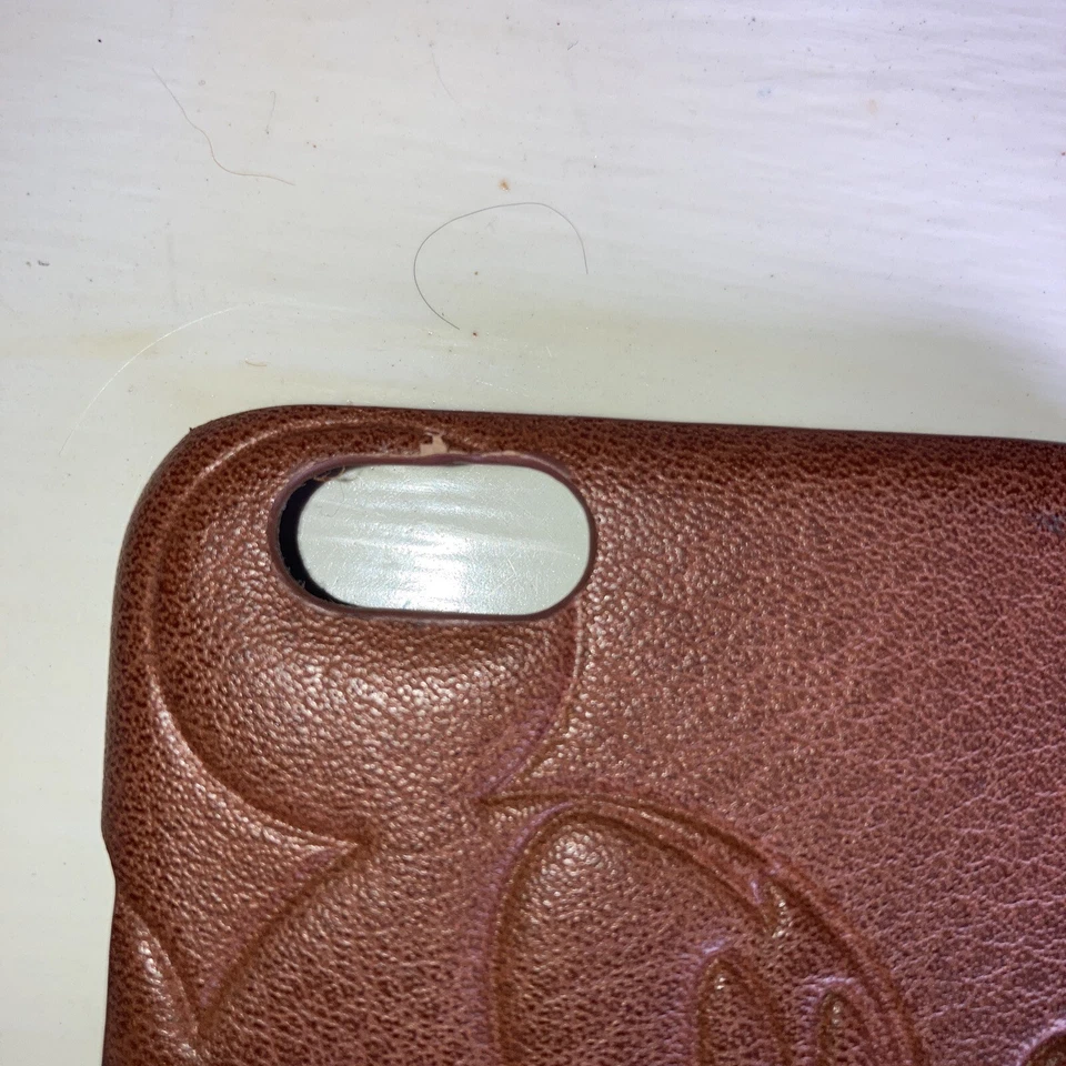 Funda tipo billetera de cuero sintético para iPhone 6/6s - marrón con diseño de mouse Foto 2 de 4