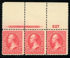 USA 1895 Washington 2¢ Carmine Scott # 267 Inscription Plate Number MNH J40