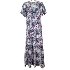 A New Day Midi Dress Sz S Empire Bust Puff Sleeves Abstract Print Y2K Fairy Boho