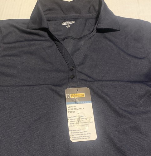 Edwards Garment Ladies Polo Two Button Navy Short Sleeve Airgrid Lightweight New - Picture 2 of 3