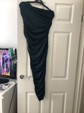 prettylittlething Off The Shoulder Teal Green Bodycon Dress