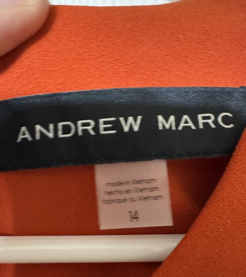 Marc New York Andrew Marc Mujer Naranja Vestido de Cóctel Mangas de Pétalos Femenino 14 Foto 2 de 4