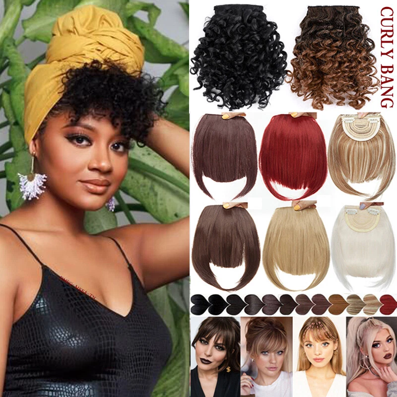 Straight hair top with curly bangs