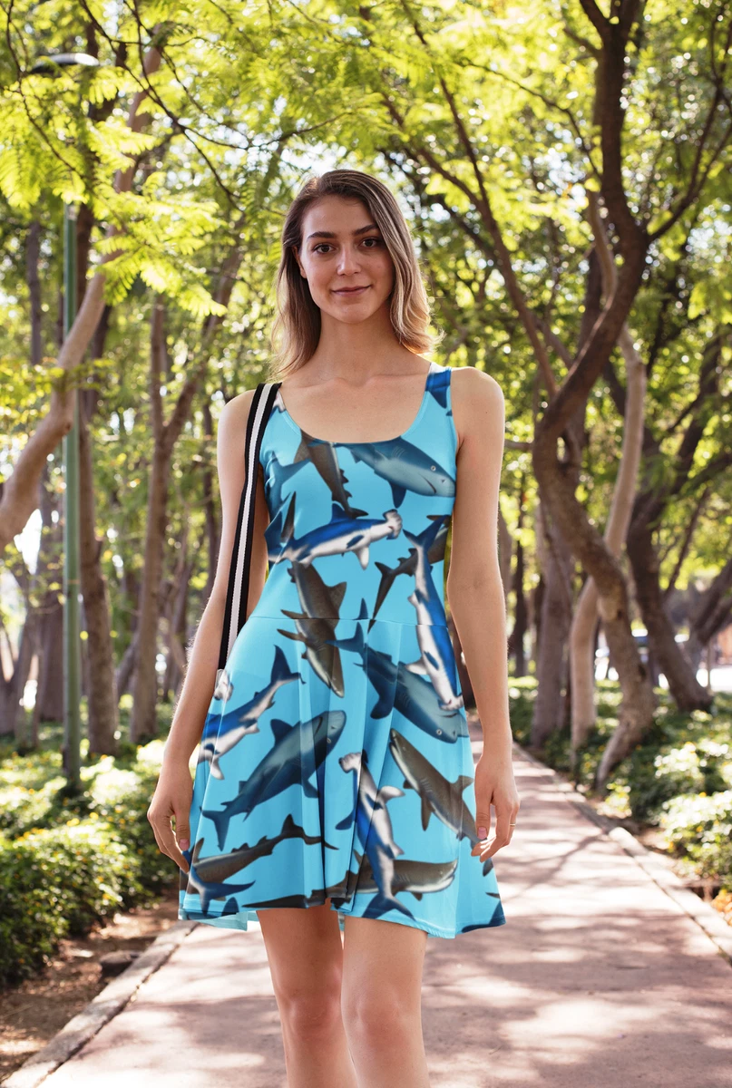 Womenu0026#039;s Shark Sealife Fish Print Rockabilly Skater Dress Alternative |  eBay