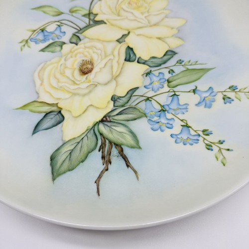 Antique Schumann Bavaria 12”Porcelain Yellow Roses Blue ForgetMeNot Serving Bowl - Picture 7 of 24