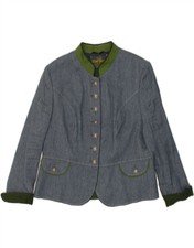 Vintage Womens Trachten 7 Button Blazer Jacket Eu 46 Xl Blue Pv02