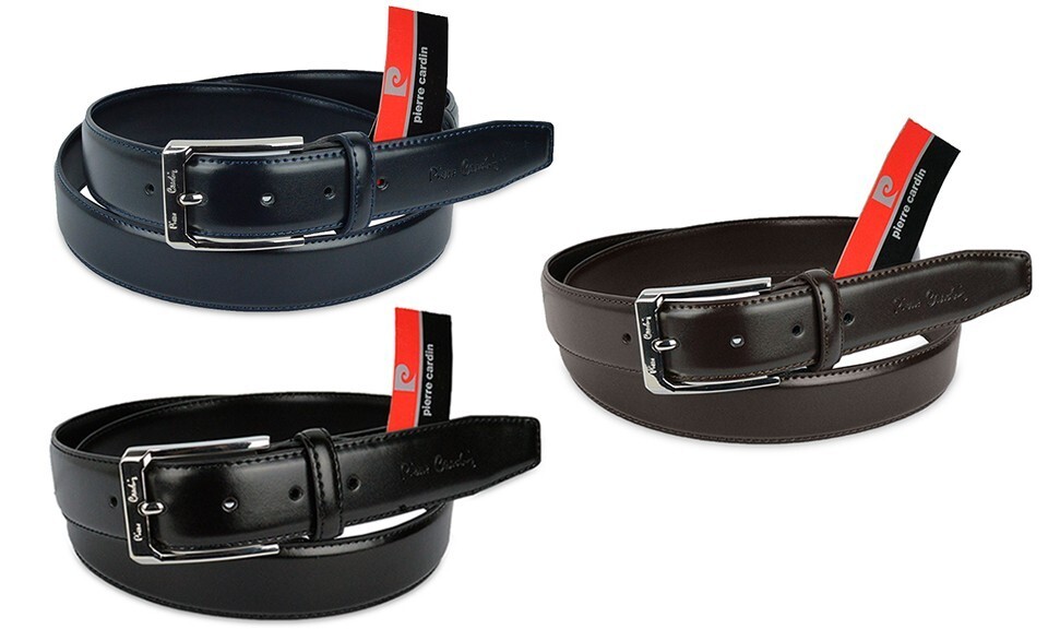 140203 Cinturón ajustable de PIEL para hombre Pierre Cardin