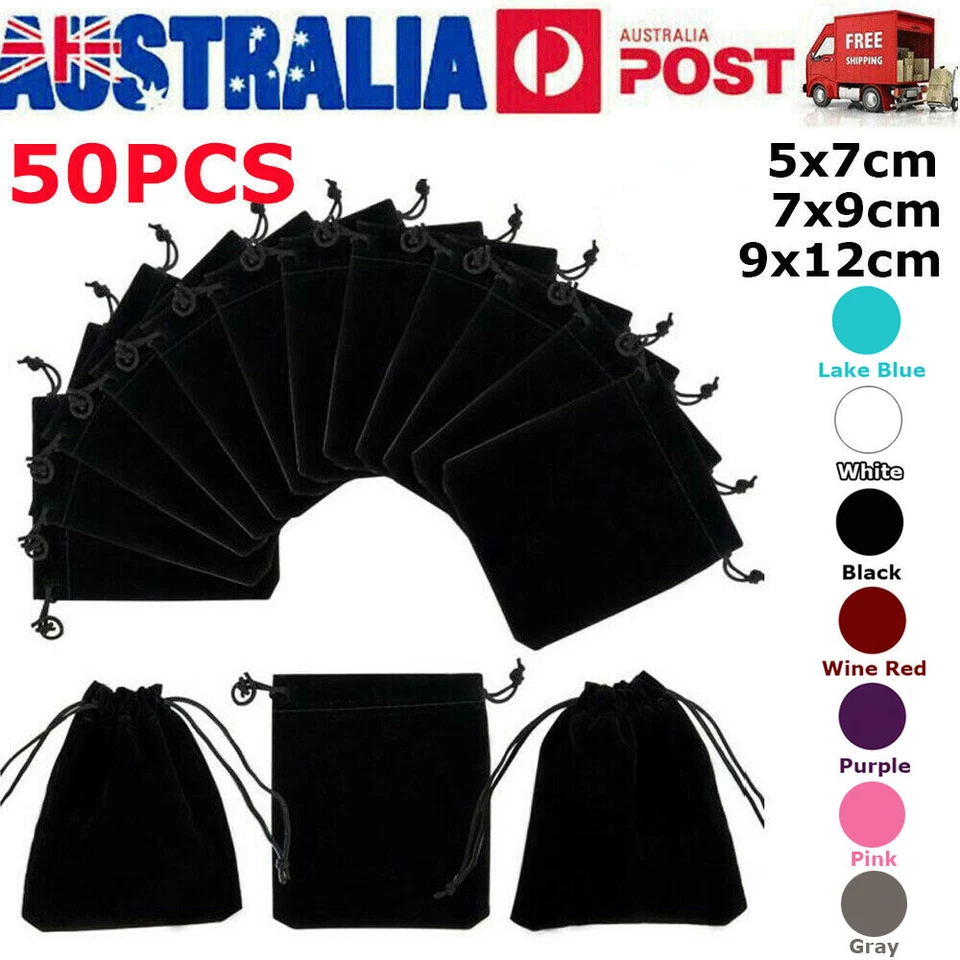 50X Small Velvet Cloth Drawstring Bags Xmas Gift Pouch Tote Jewelry Earring Ring - image 2 of 4