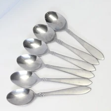 Oneida Jacqueline Simba Oval Soup Spoons 7-3/8"  Lot of 6  Stainless