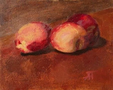 6x8 Original Oil Painting: Peaches Still Life Fruit Small Realist Art by A. Tonu