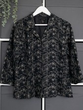 Anne Carson 100% Linen Jacket Blazer Size Xl Grey Embroidered Occasion