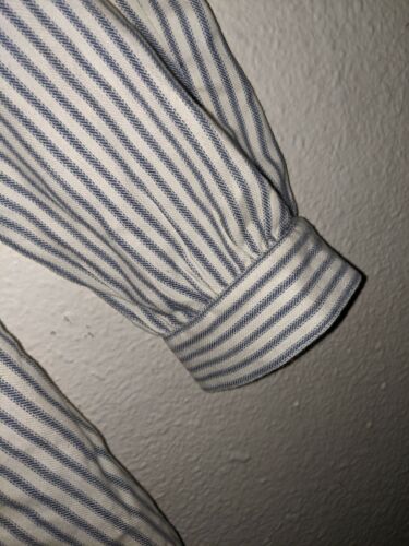 J. PETERMAN Vintage Poet's Shirt men's L Large Banded Collarless striped L/S - Picture 6 of 9