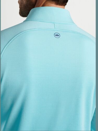Sudadera para hombre Peter Millar Beaumont Performance Golf 1/4 cremallera azul medio nueva sin etiquetas - Imagen 3 de 5
