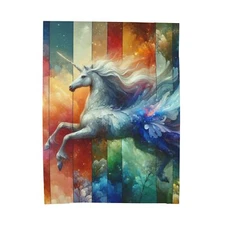 Velveteen Plush Blanket Home Decor Beautiful Unicorn Enchanted Vibrant Unique