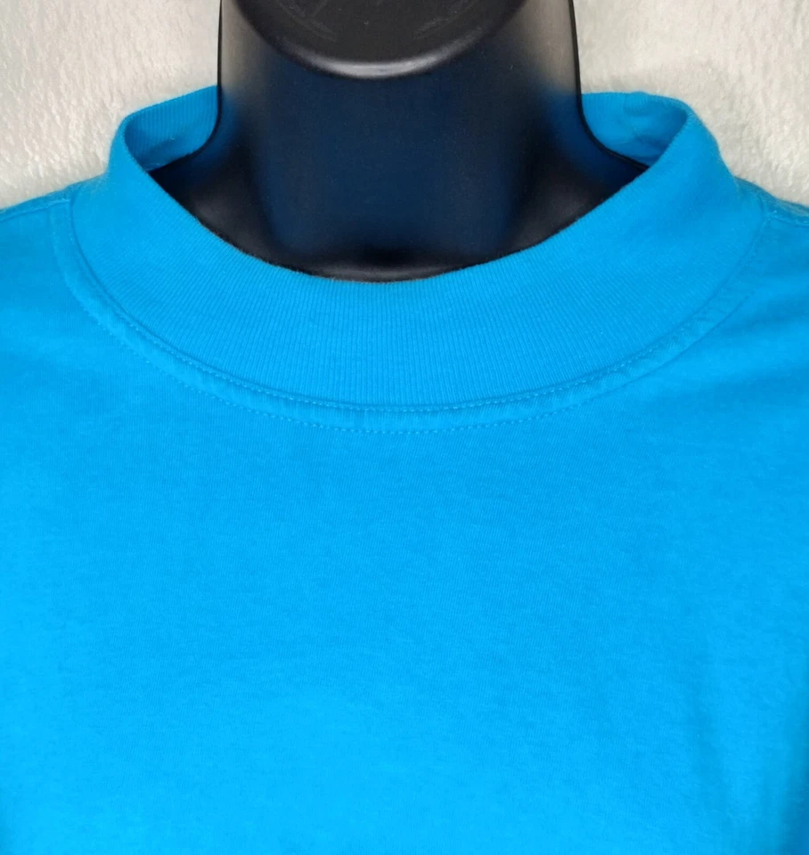 Camiseta grande vintage años 90 Russell Athletic para mujer EE. UU. cuello falso manga 3/4 verde azulado Foto 2 de 4